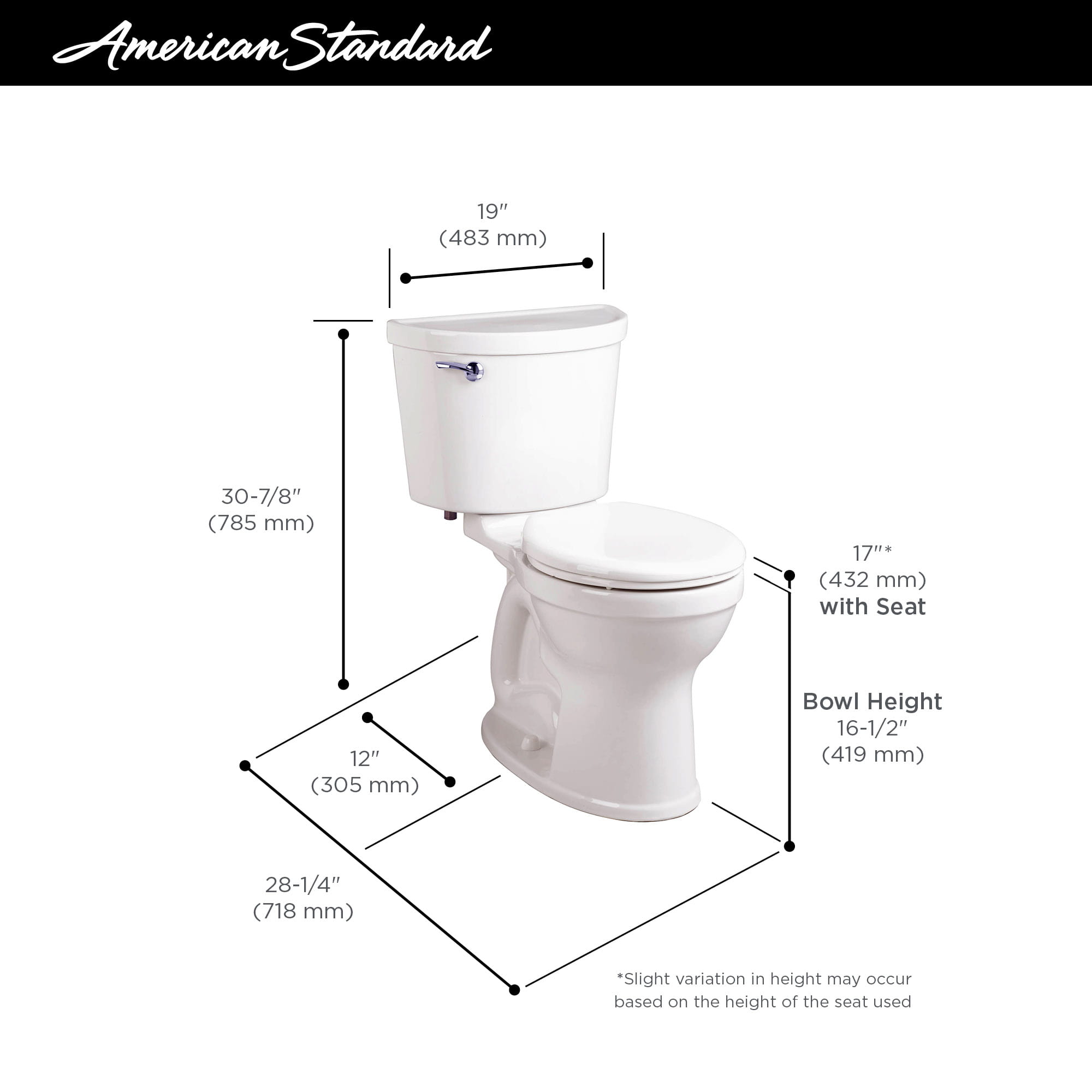 Champion® PRO Two-Piece 1.28 gpf/4.8 Lpf Chair Height Round Front Toilet Less Seat